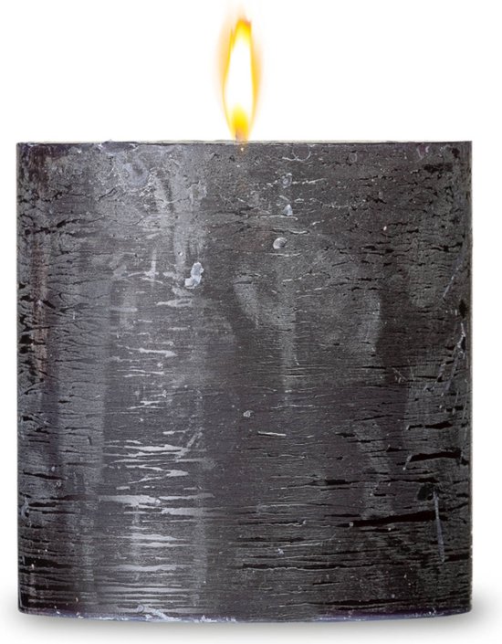 Blokker Rustieke Cilinderkaars - Zwart - 10x10cm