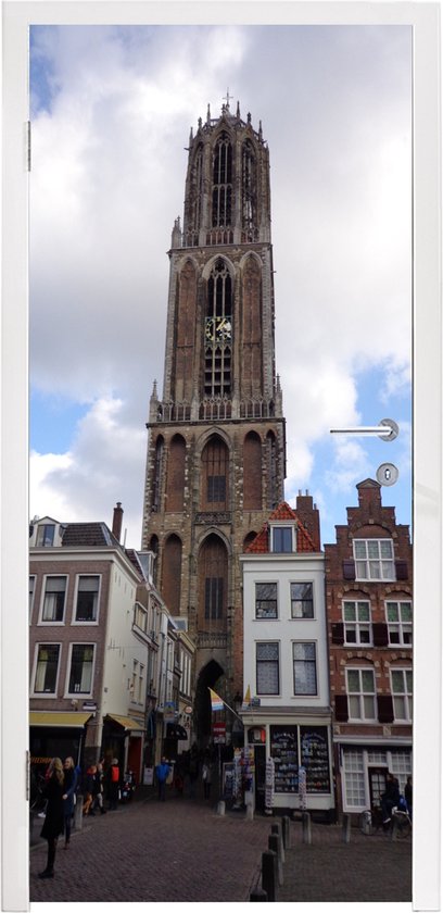 Deursticker Utrecht - Domtoren - Wolken - 95x235 cm - Deurposter