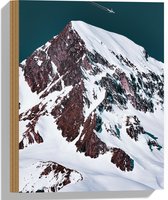 WallClassics - Hout - Vliegtuig boven Landschap met Sneeuwbergtoppen - 30x40 cm - 12 mm dik - Foto op Hout (Met Ophangsysteem)