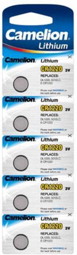 Pile bouton Camelion Lithium CR1220, 3 Volt - 5 pièces