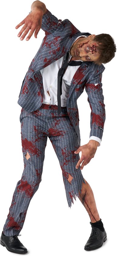 Suitmeister Zombie Kostuum - Mannen Pak - Grijs - Halloween