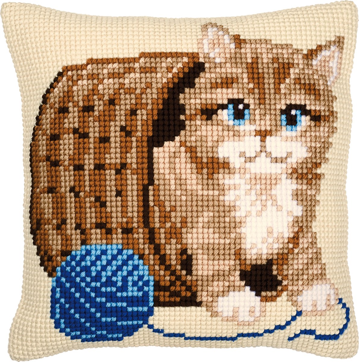 Vervaco - Kruissteekkussen kit - Poes - PN-0008534 - Borduren - Borduurpakket - Borduurpakket volwassenen - Borduurpakket kind