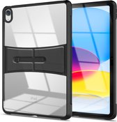 Tablet Hoes geschikt voor Apple iPad 10.9 (2022) - Met Standaard en Styluspen Houder - Beschermende Randen - Transparant / Zwart