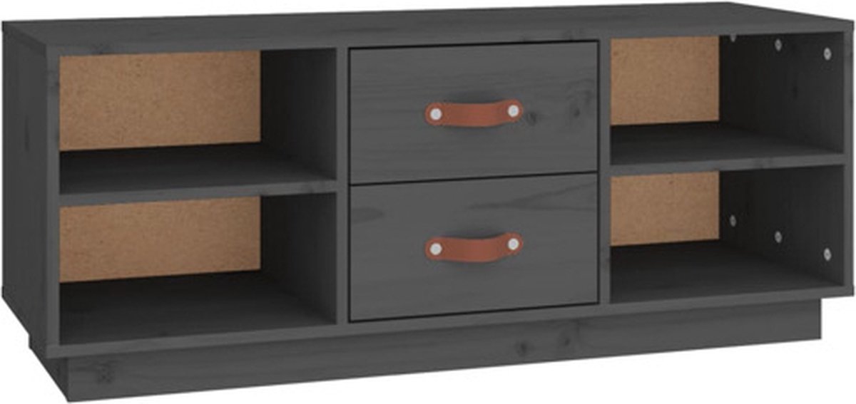 vidaXL - Tv-meubel - 100x34x40 - cm - massief - grenenhout - grijs