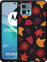 Motorola Moto G72 Hoesje Zwart Herfstbladeren - Designed by Cazy