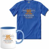 60 Jaar vintage legend - Verjaardag cadeau - Kado tip - T-Shirt met mok - Dames - Royal Blue - Maat S