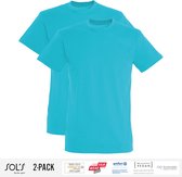 2 Pack Sol's Heren T-Shirt 100% biologisch katoen Ronde hals Lichtblauw Maat 3XL