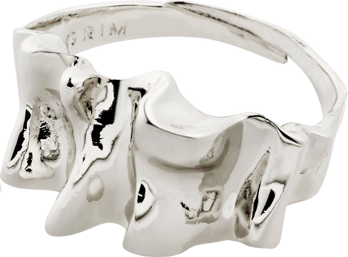 Pilgrim Willpower Ring - Sieraden Vrouw - Organische Vorm - Gerecycled Materiaal - Zilverkleurig - Verstelbare Maat