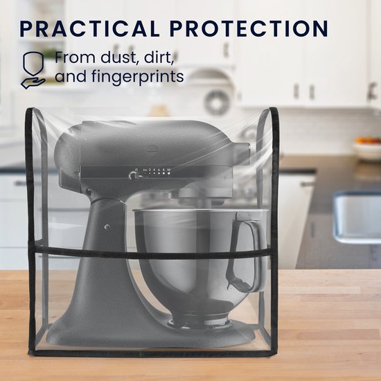 kwmobile beschermhoes voor staande mixer - geschikt voor KitchenAid 4,3-4,8 liter - 3 zijvakken - Afdekhoes van TPU in transparant / zwart van Merkloos — afbeelding 5