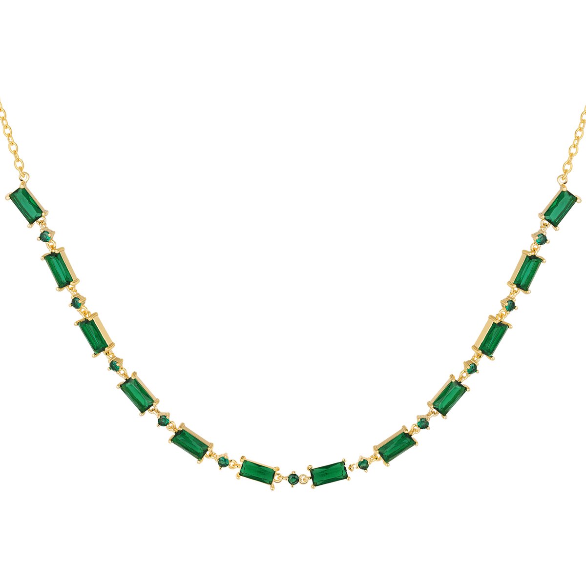 Bijoutheek Collier Vierkante Stenen Groen