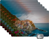 Placemat - Placemats kunststof - Italië - Rots - Monterosso - 45x30 cm - 6 stuks - Hittebestendig - Anti-Slip - Onderlegger - Afneembaar