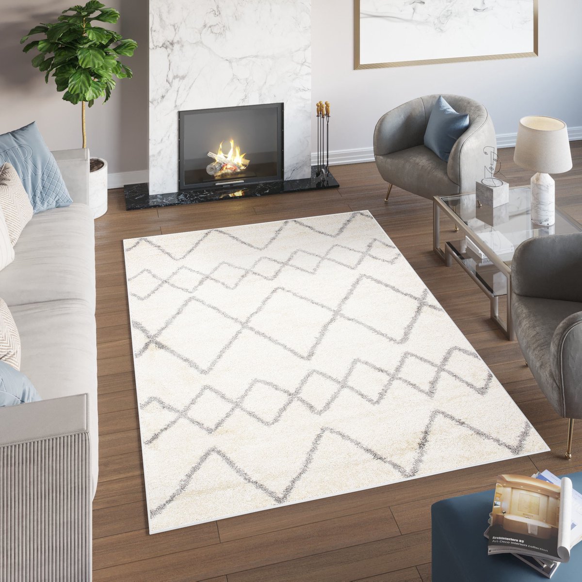 Tapiso Delhi Vloerkleed Hoogpolig Shaggy Beige Kleed Tapijt Maat- 60x100 Lichtbeige 3