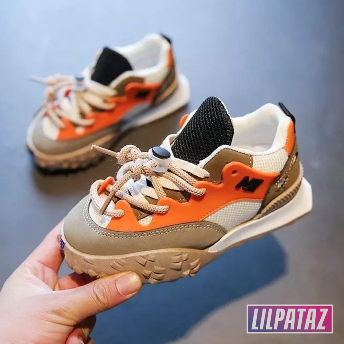 LilPataz Moon Spikes - Lage sneakers - jongens kids kinderen - Oranje Bruin Groen - Maat 31