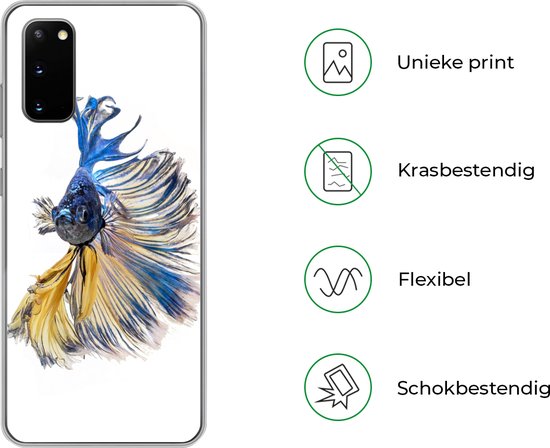 Coque Samsung Galaxy S20 - Poisson - Staart - Blauw - Siliconen - Sinterklaas - Noël - Cadeaux - Chaussures Cadeaux