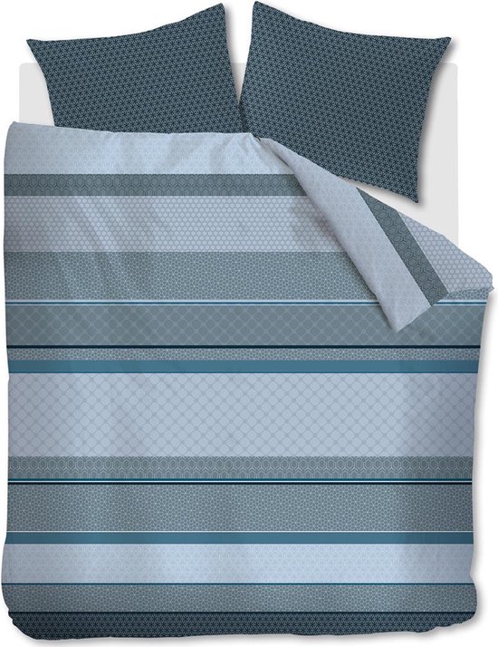 Damai Satin Dekbedovertrek 140 x 220 cm - Blauw, Grijs Satijn