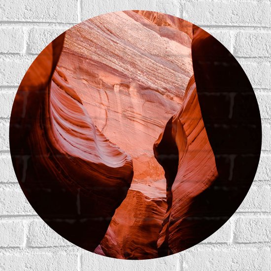 WallClassics - Muursticker Cirkel - Antelope Canyon Ravijn - 60x60 cm Foto op Muursticker