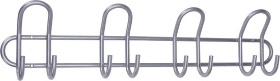 1x Zilveren kapstokken met 8 haken 55 cm - Woonaccessoires - Kleding/jassen ophangen - Kapstokken