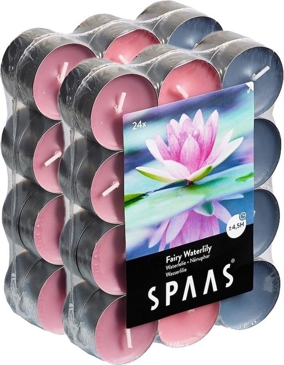 Spaas Geurtheelichtjes/waxinelichtjes - 48x - Fairy Waterlily - 4,5 branduren - geurkaarse