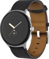 SmartphoneClip® Leer Zwart Bandje geschikt voor Google Pixel Watch 1 en 2