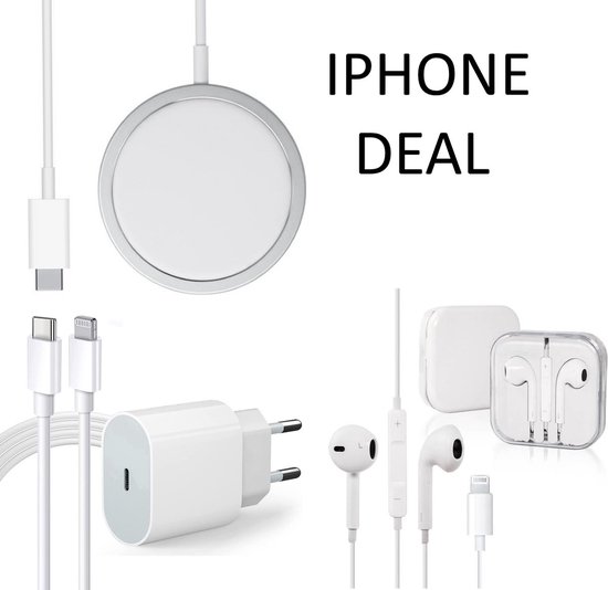 Iphone Deal Snellader - iPhone oplader met ( 1 Meter ) - iPhone Oortjes  Lightning... | bol.com