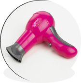 WallCircle - Wandcirkel - Muurcirkel - Een roze speelgoed Föhn - Aluminium - Dibond - ⌀ 140 cm - Binnen en Buiten
