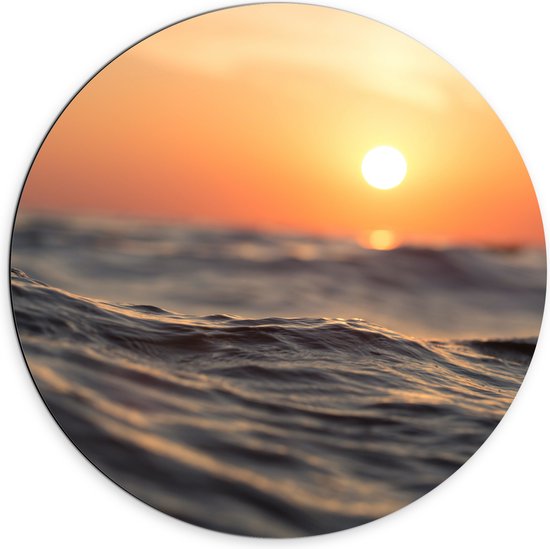 WallClassics - Cercle mural en Dibond - Soleil bas sur l'eau - Photo 70x70 cm sur cercle mural en aluminium (avec système d'accrochage)