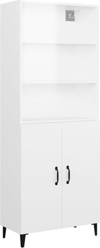 Rolkast 60x45x60 cm bewerkt hout hoogglans wit