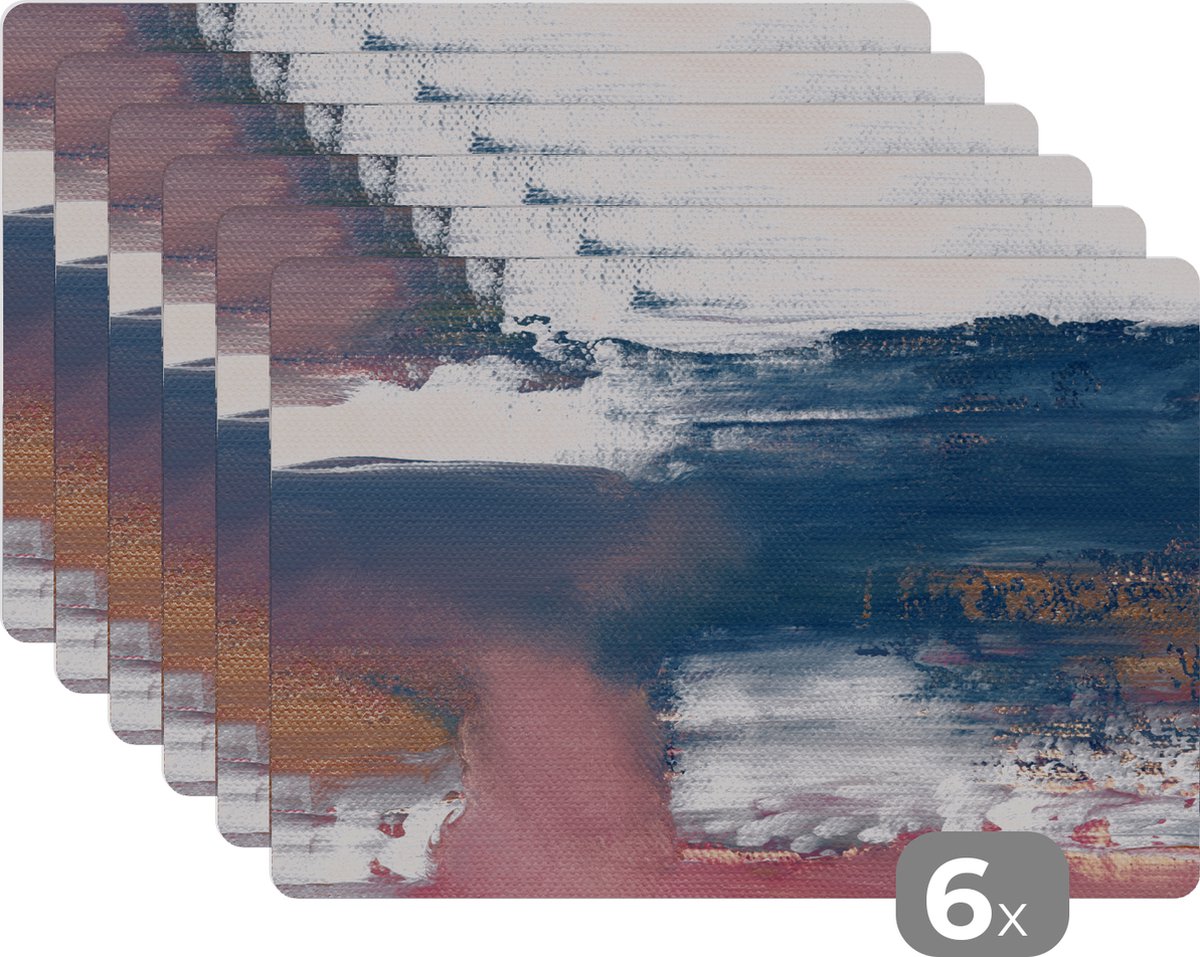 Placemat - Design - Verf - Abstract - Pastel - Placemats - Onderleggers - 45x30 cm - 6 stuks