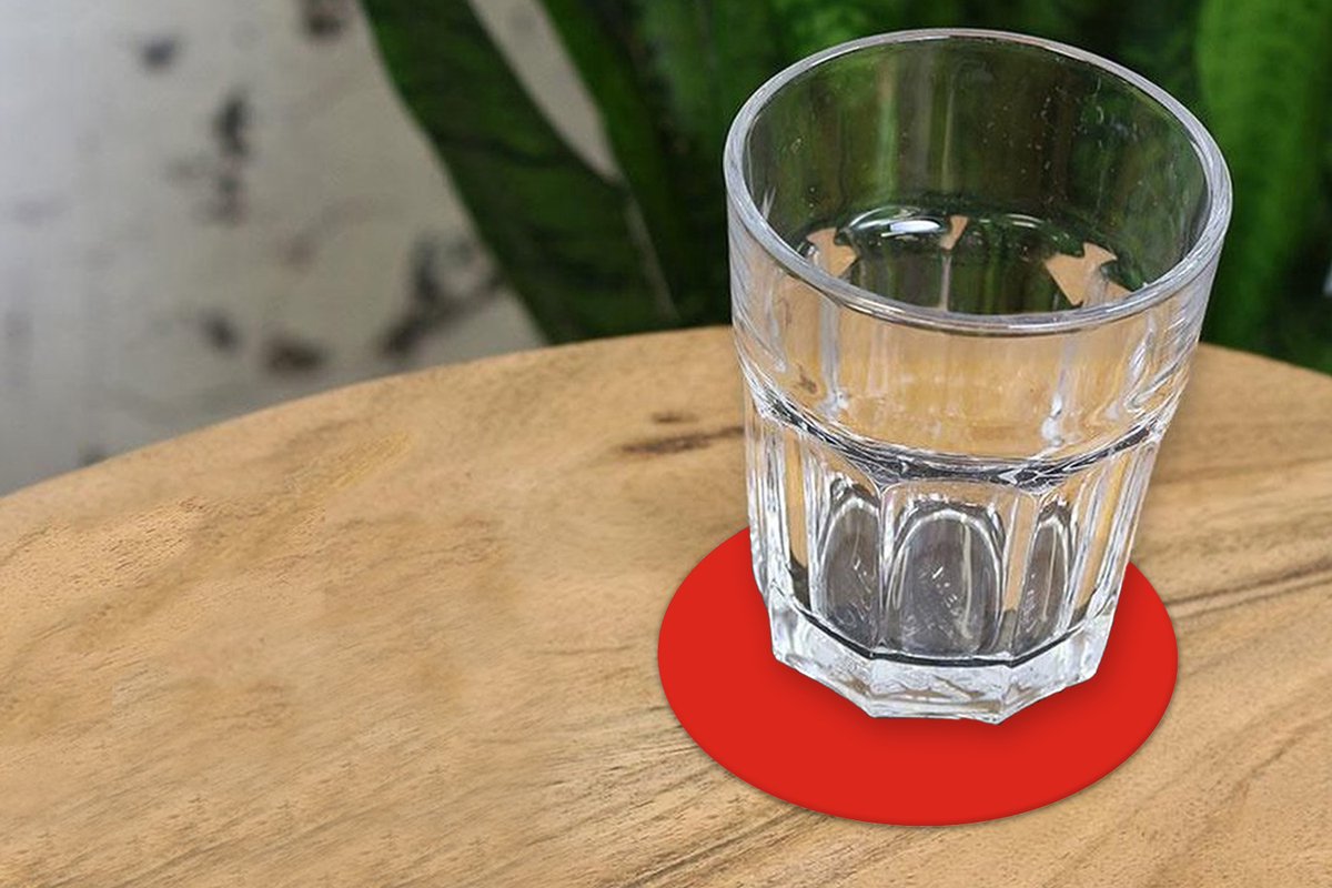 Onderzetters voor glazen - Rond - Rood - Kleur - Effen - 10x10 cm - Glasonderzetters - 6 stuks
