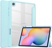Tablet hoes geschikt voor Samsung Galaxy Tab S6 Lite (2022 / 2020) - Trifold case met Auto/Wake functie en Magneetsluiting - Licht Blauw