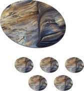 Onderzetters voor glazen - Rond - Marmer - Goud - Waterverf - Textuur - Marmerlook - 10x10 cm - Glasonderzetters - 6 stuks
