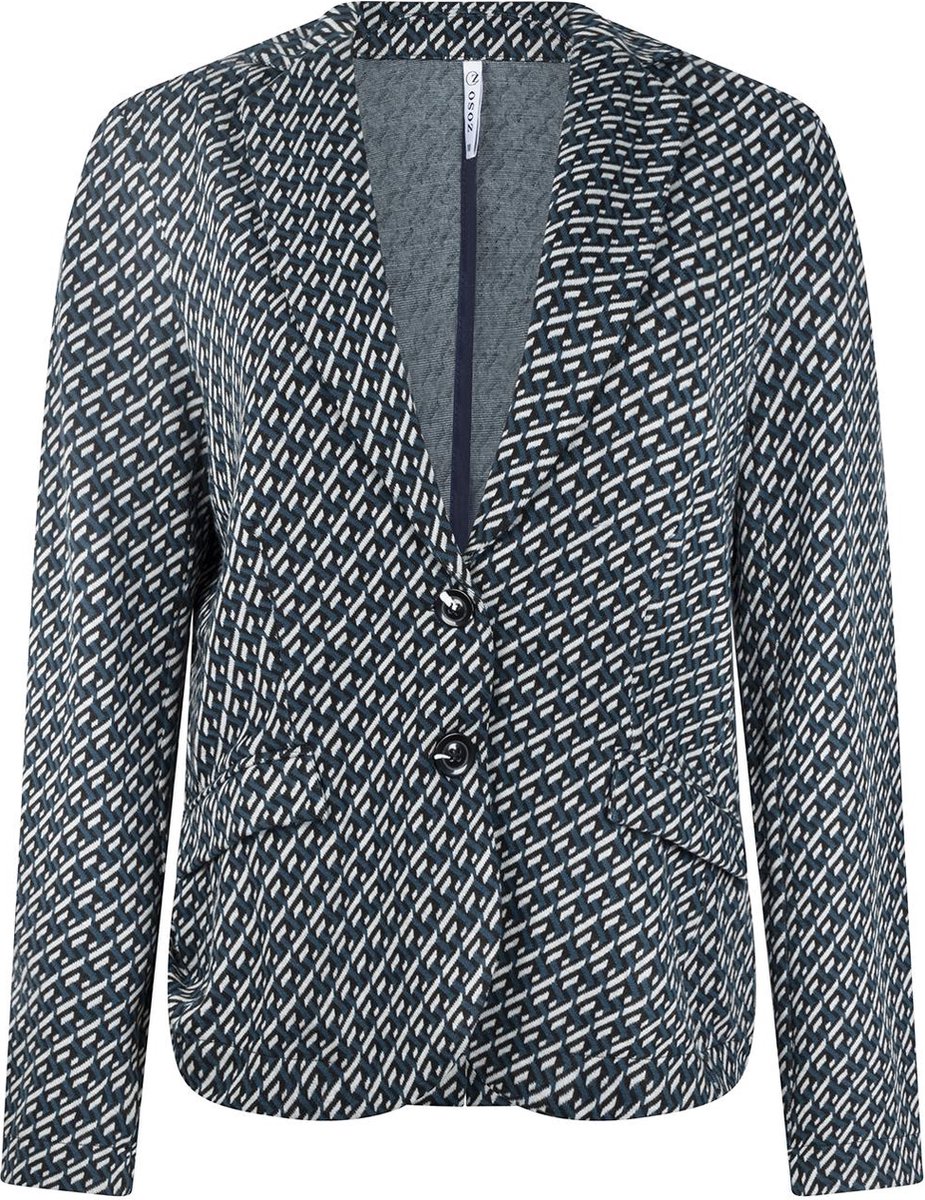 Zoso Blazer Antonia Jaquard Blazer 224 Petrol/black Dames Maat - 3XL