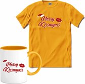Merry kissmyass - T-Shirt met mok - Meisjes - Geel - Maat 12 jaar