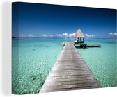 Toile de la jetée de Polynésie française 120x80 cm - Tirage photo sur toile (Décoration murale salon / chambre) / Mer et plage