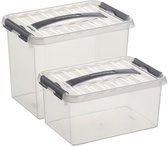 Sunware Opberg boxen set van 4x - kunststof met deksel in 6 en 9 Liter