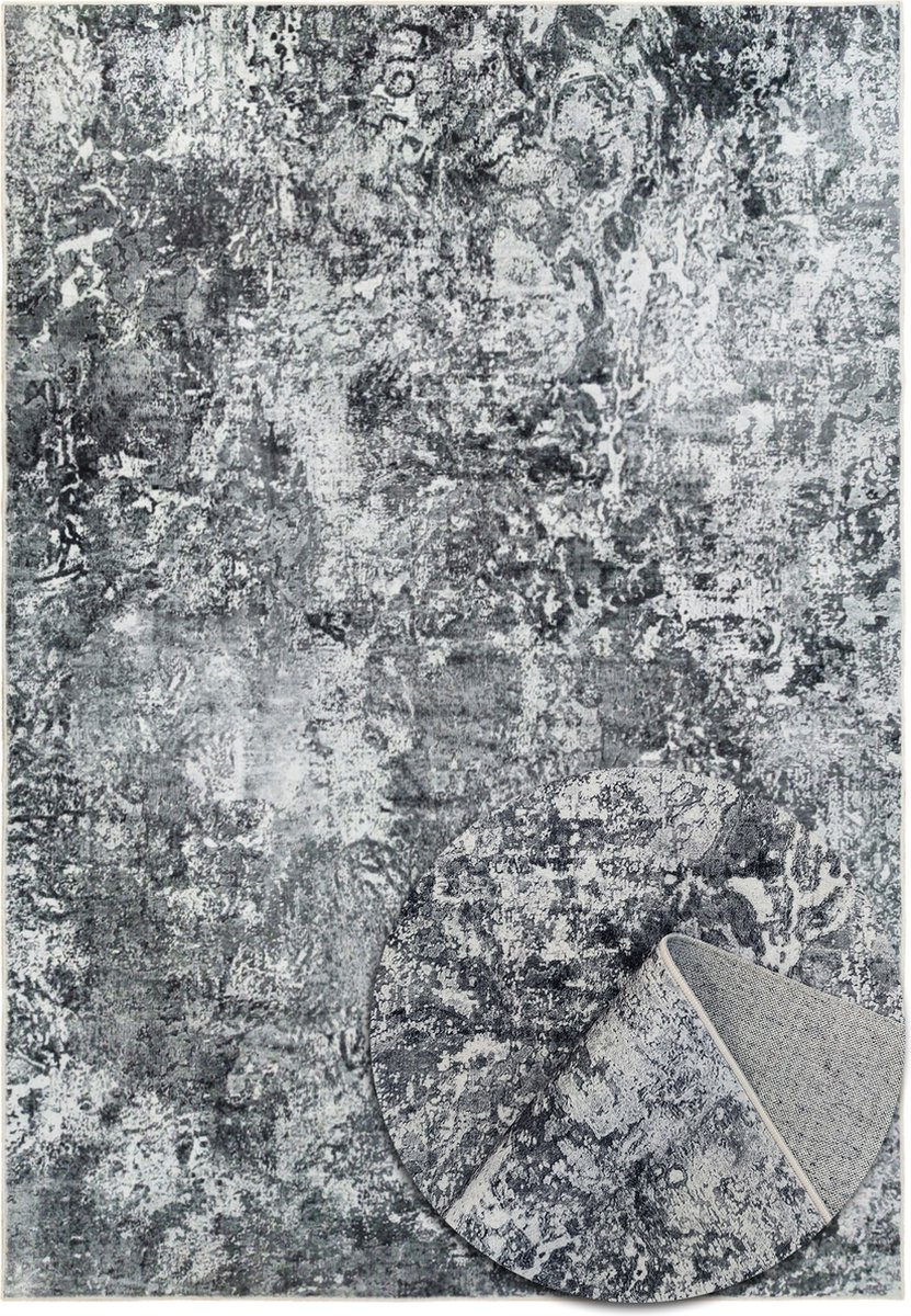 Tapijt Modern Abstract Loper Gang MARTINA - 80x150cm - Beige en Wit Tapijt Modern Abstract Loper Gang MARTINA - 80x150cm - Beige en Wit