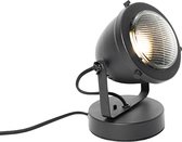 QAZQA emado - Industriele Tafellamp - 1 lichts - H 16.5 cm - Zwart - Industrieel - Woonkamer | Slaapkamer