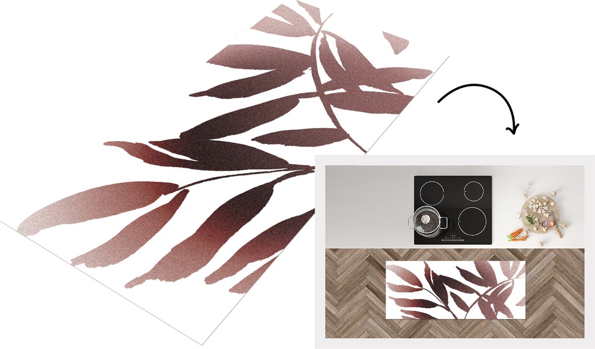 KitchenYeah Keukenloper - Loper keuken - Bladeren - Design - Abstract - 120x50 cm - Keukenloper vinyl Multicolor