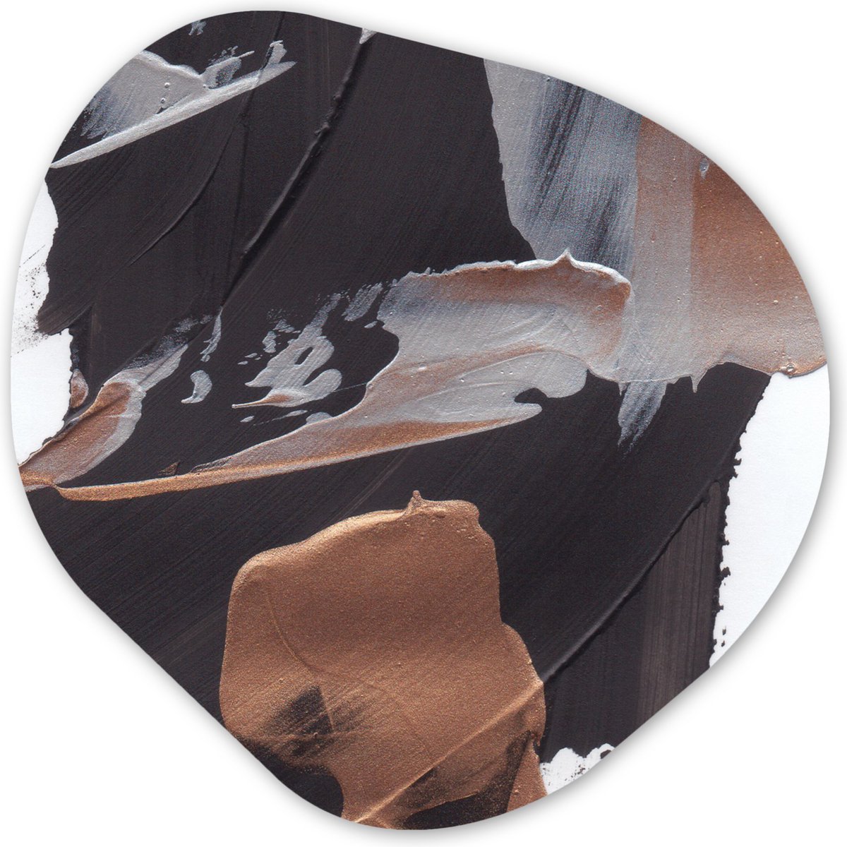Organische wanddecoratie 40x40 cm - Organisch schilderij Abstract - Verf - Goud - Muurdecoratie woonkamer - Kamer decoratie - Schilderijen - Muurcirkel aesthetic