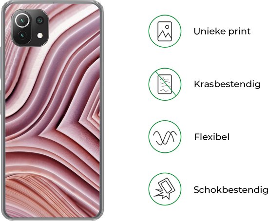 Coque Xiaomi 11T - Pierres naturelles - Rose - Gros plan - Siliconen
