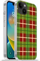 Geschikt voorApple Iphone 14 Plus - Soft case hoesje - Plaid - Groen - Rood - Patroon - Siliconen Telefoonhoesje