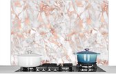 Spatscherm keuken 120x80 cm - Kookplaat achterwand Marmer - Rose goud - Luxe - Patronen - Muurbeschermer - Spatwand fornuis - Hoogwaardig aluminium