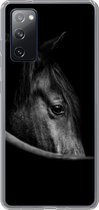 Geschikt voor Samsung Galaxy S20 FE hoesje - Paarden - Portret - Zwart - Dieren - Siliconen Telefoonhoesje