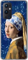 Geschikt voor OnePlus 9 Pro hoesje - Meisje met de parel - Delfts blauw - Vermeer - Bloemen - Schilderij - Oude meesters - Siliconen Telefoonhoesje