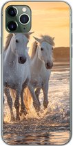 Geschikt voor iPhone 11 Pro Max hoesje - Paarden - Water - Strand - Dieren - Siliconen Telefoonhoesje