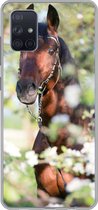 Telefoonhoesje Geschikt voor Samsung Galaxy A71 hoesje - Paarden - Bloesem - Lente - Dieren - Siliconen Telefoonhoesje