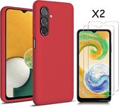 Hoesje Geschikt Voor Samsung Galaxy A04S / A13 5G Hoesje silicone Liquid Nano soft back cover Met 2x Screenprotector – Rood