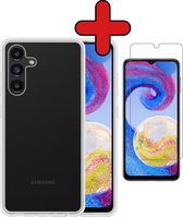 Hoesje Geschikt voor Samsung A04s Hoesje Siliconen Case Hoes Met Screenprotector - Hoes Geschikt voor Samsung Galaxy A04s Hoes Cover Case - Transparant