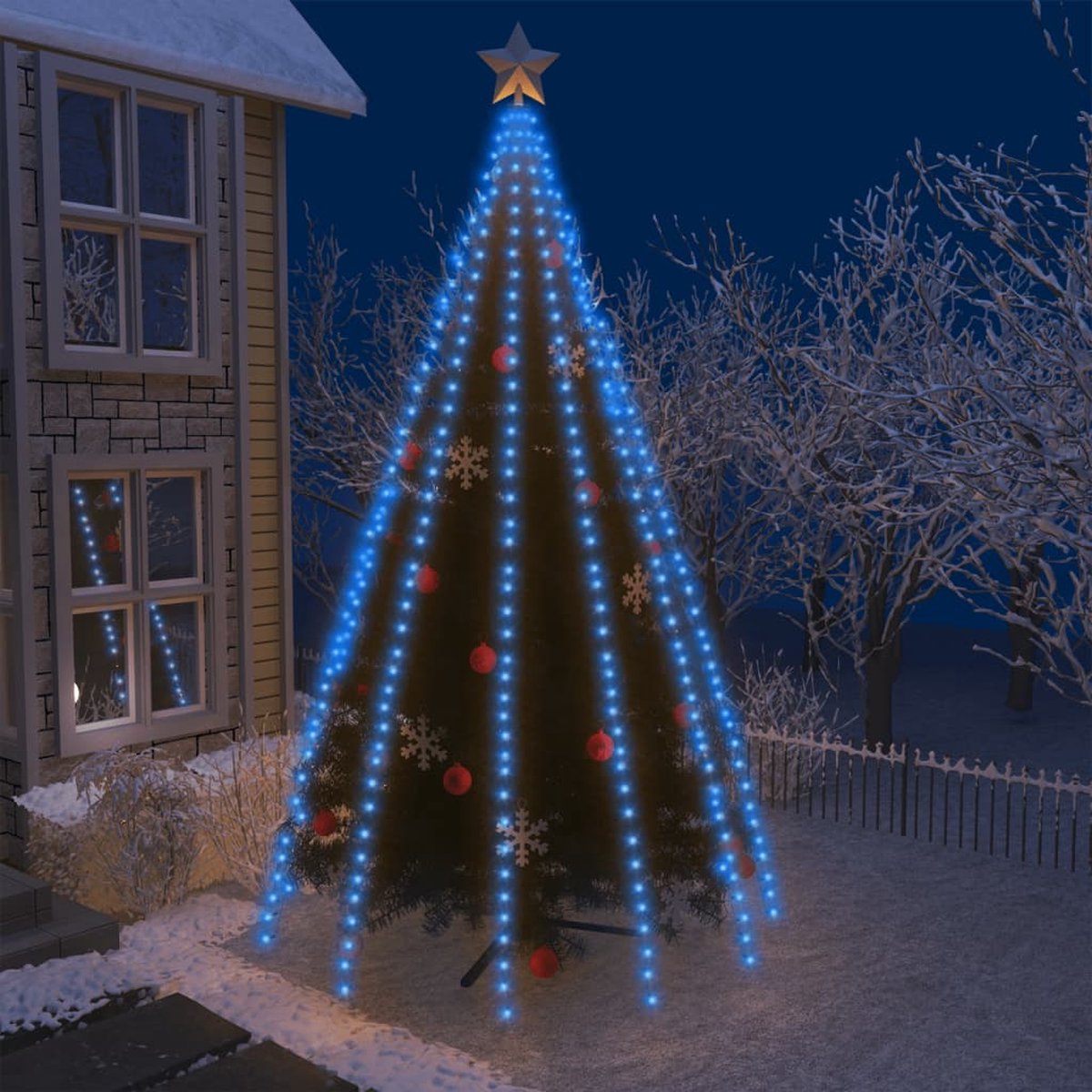 Prolenta Premium - Kerstboomverlichting met 500 LED's blauw binnen/buiten 500 cm