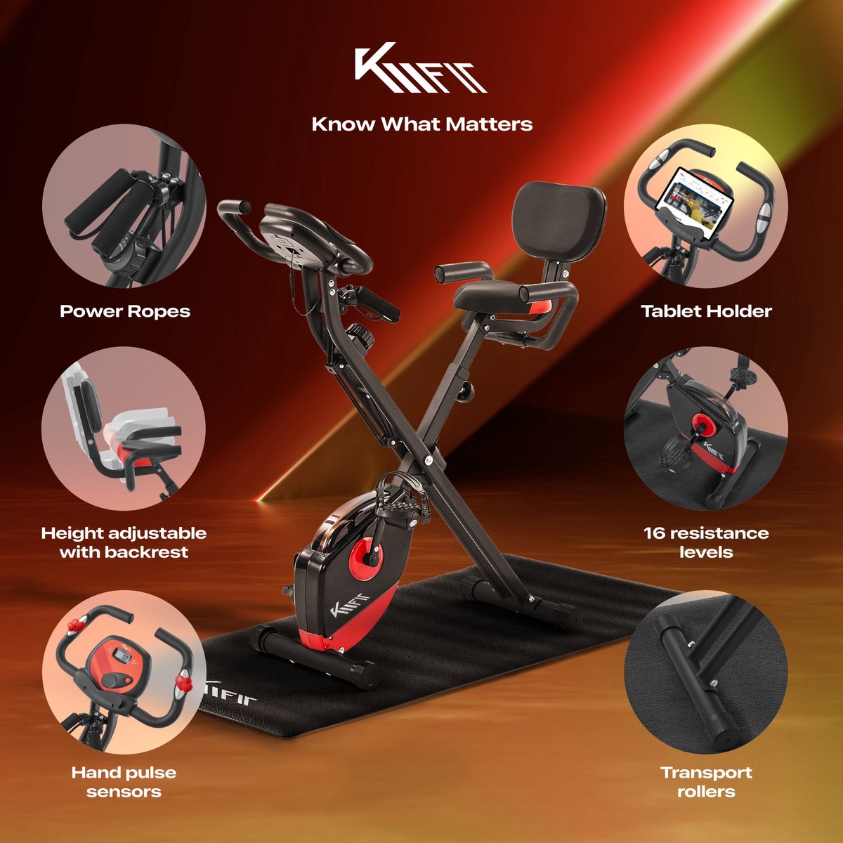 Afbeelding 3 van KM-Fit Hometrainer - 2in1 - Fitnessfiets - Opvouwbare - LCD-scherm - Ergonomisch - tot 100kg - voor cardio- en krachttraining